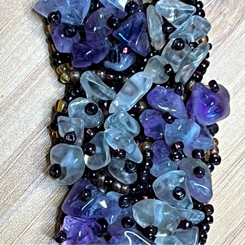 Vintage beaded amethyst quartz bracelet, 7”